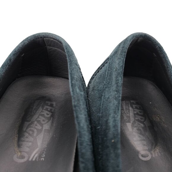 Salvatore Ferragamo Parigi Suede Blue Teal Driving Loafers Mens 10EE Dress Shoes - Picture 10 of 15